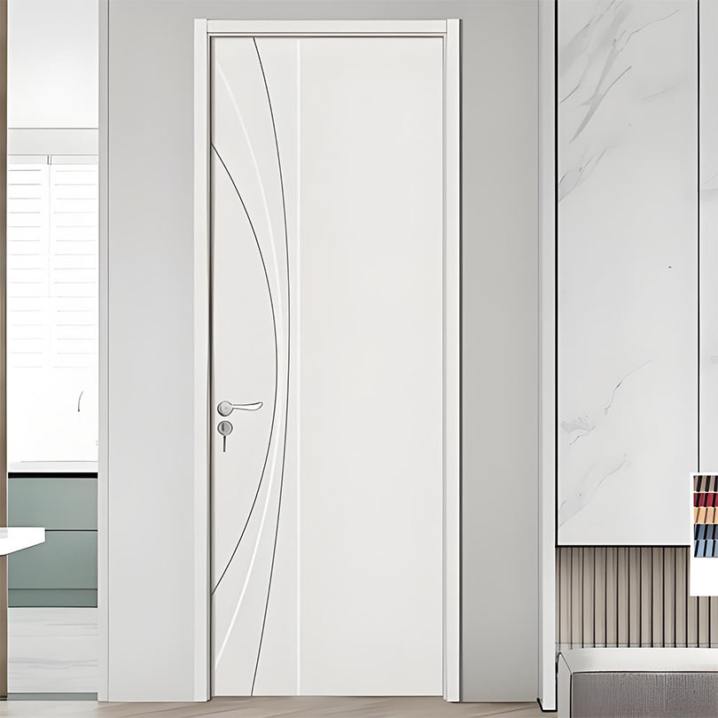 Factory Direct WPC Door Modern Design Wood Grain Surface Waterproof Soundproof Wear-Resistant for Interior Use Bedroom Bathroom