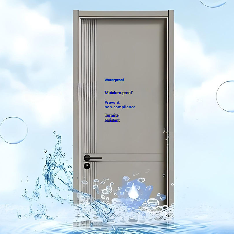 Modern Design WPC Door Wood Grain Surface Waterproof Soundproof Wear-Resistant for Home Interior Use for Bedroom Bathroom